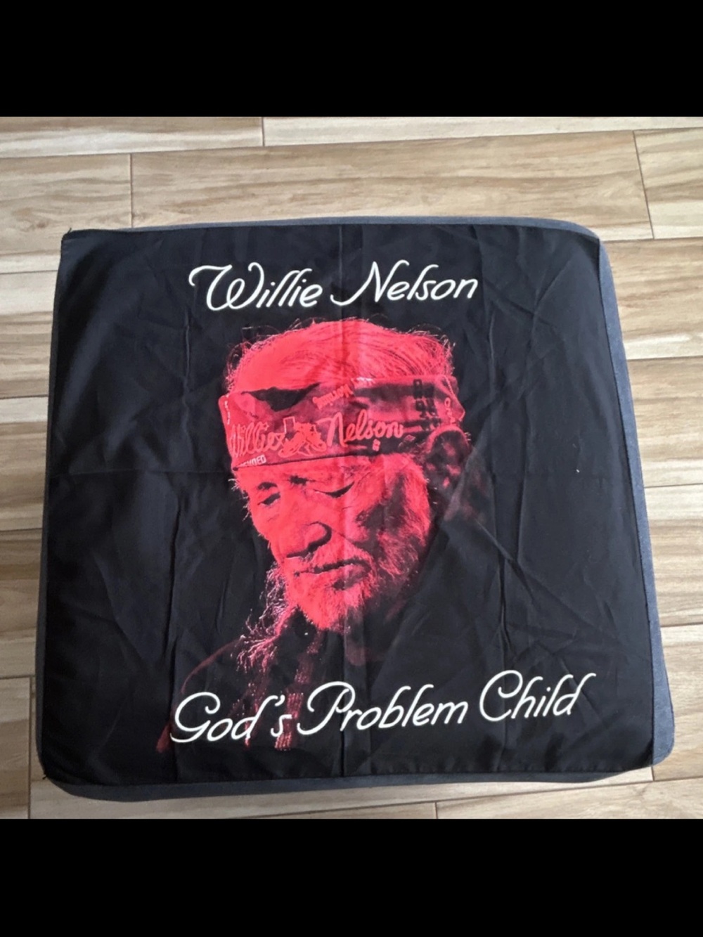 Concert Merch Willie Nelson Black & Red Bandana Graphic Hat Accessory